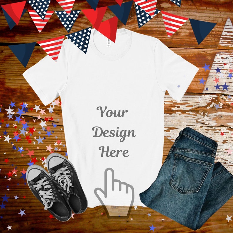 Download Patriotic mock up white Gildan Unisex flat lay t-shirt ...