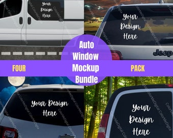 Car window mockup Bundle for SVG vinyl decal mock up 4 pack mock ups for truck or van window stickers instant download