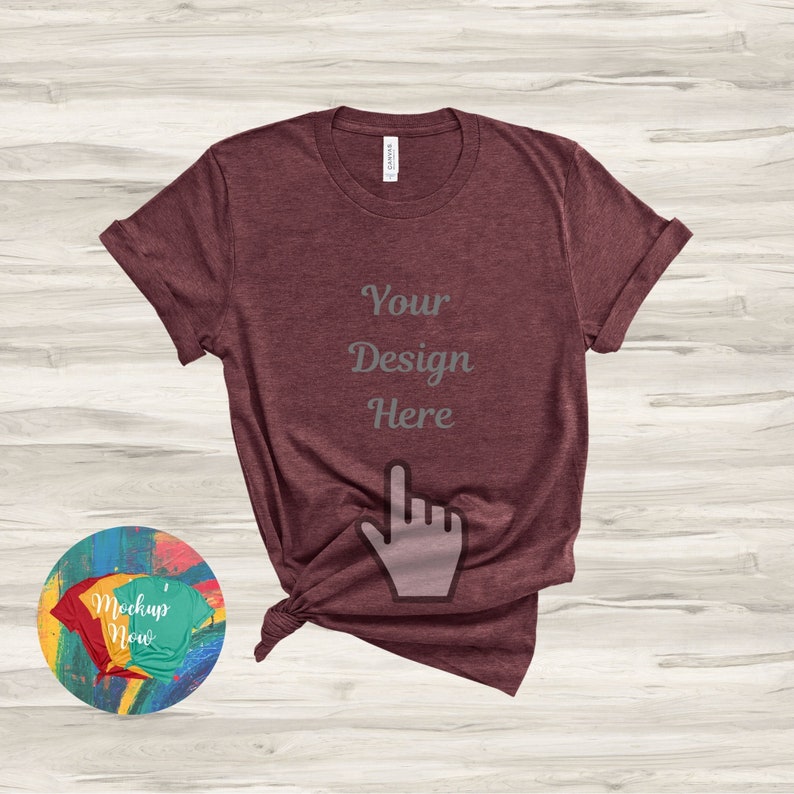 Download Bella Canvas 3001 Heather Maroon T-shirt mock up Flat lay ...