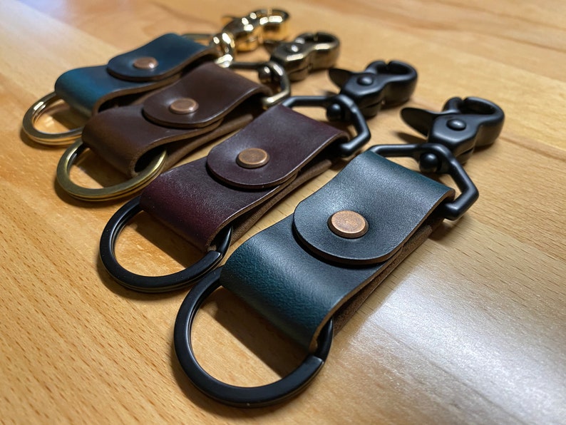 Horween Leather Keychain w/ Solid Brass Hardware Etsy