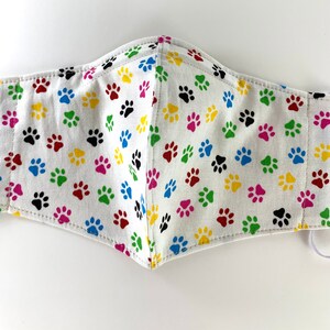Best fitted washable face mask with filter pocket, great nose wire, adjustable ear loops, breathable. Adorable paw prints. Ships today. image 5