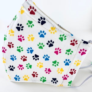 Best fitted washable face mask with filter pocket, great nose wire, adjustable ear loops, breathable. Adorable paw prints. Ships today. image 2