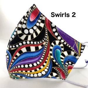 Best fitted mask with filter pocket, great nose wire, adjustable ear loops, breathable. Whimsical & bright. Ships now Swirls 2