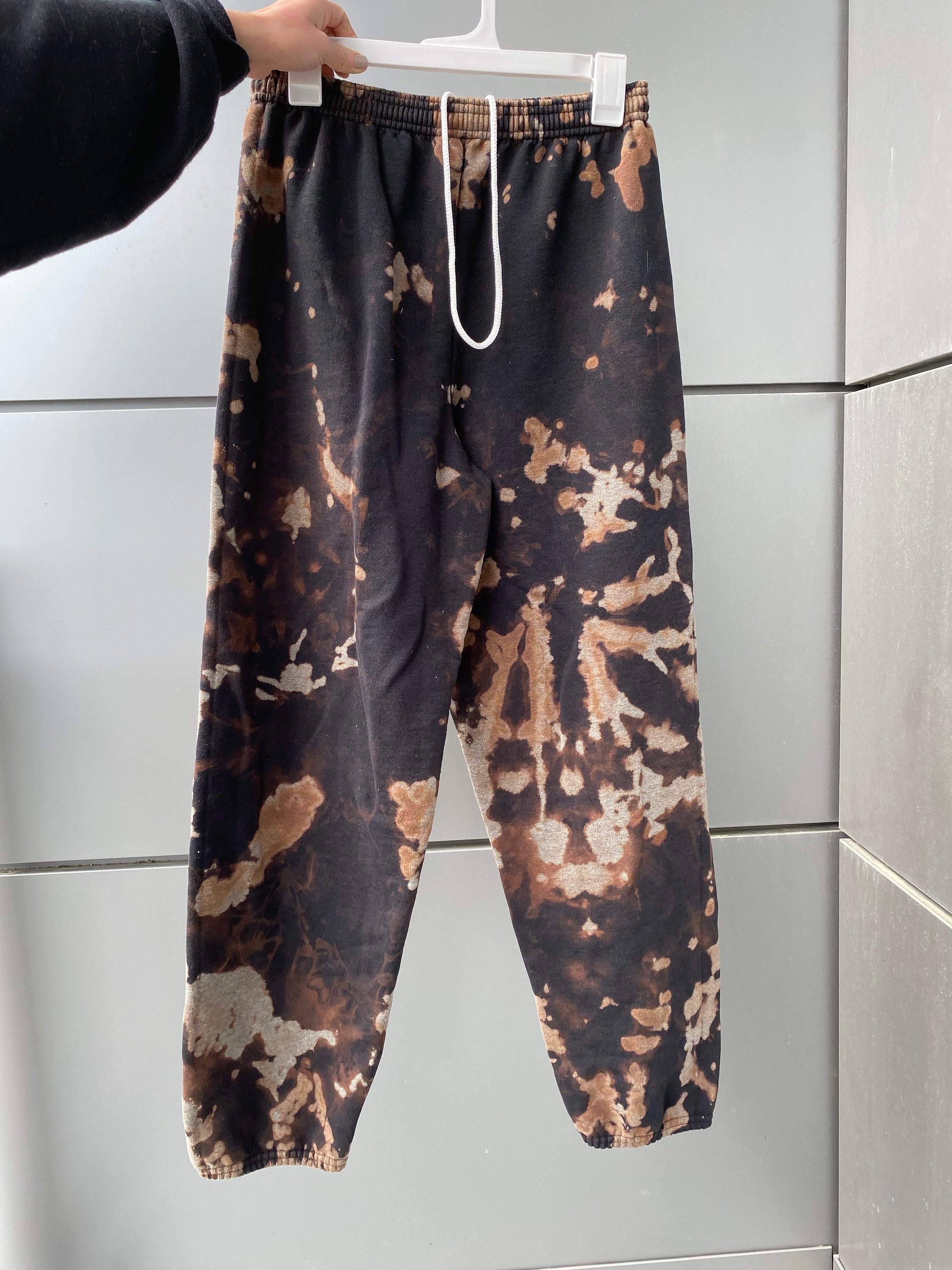 Hand Bleach Dyed Sweatpants Noir Moyen Etsy France