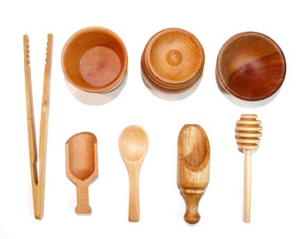 8 Piece Sensory Tool Kit, Sensory Tools, Toddler Fine Motor, Sensory Scoops and Spoons, Waldorf, Wood Sensory Tools