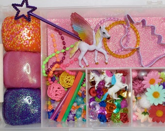 Unicorn Playdough Kit, Unicorn Play Dough Kit, Unicorn Christmas Gift, Unicorn Sensory Kit, Montessori, Loose Parts