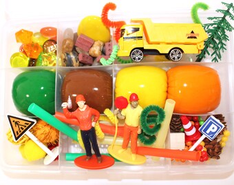 Construction Playdough Kit, Contruction Sensory Kit, Construction Activity, Loose Parts, Montessori