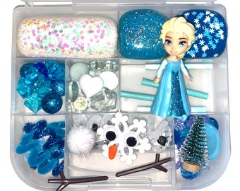 Frozen Playdough Kit, Elsa Playdough Kit, Frozen Sensory Kit, Frozen Busy Box, Loose Parts, Montessori, Olaf