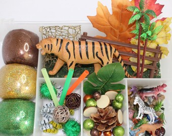 Jungle Playdough Kit, Zoo Playdough Kit, Wild Animal Playdough Kit, Safari Sensory Kit