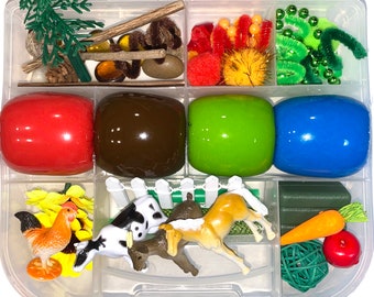 Farm Playdough Kit, Farm Animal Sensory Kit, Cow Playdoh Kit, Farm Kid's Activity, Quiet Activity, Loose Parts, Montessori