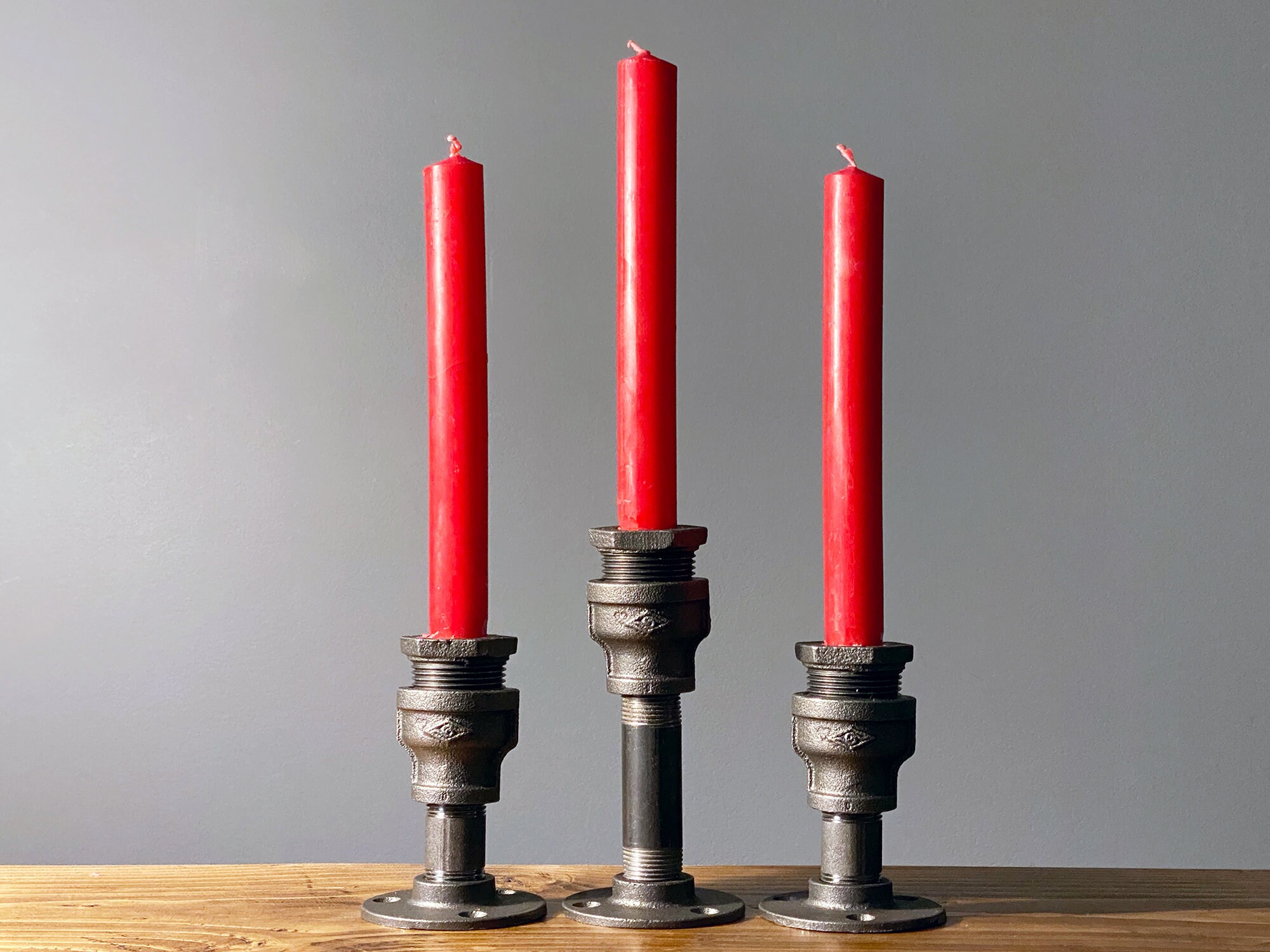 Industrial Pipe Candle Holders Set of 3 Etsy UK