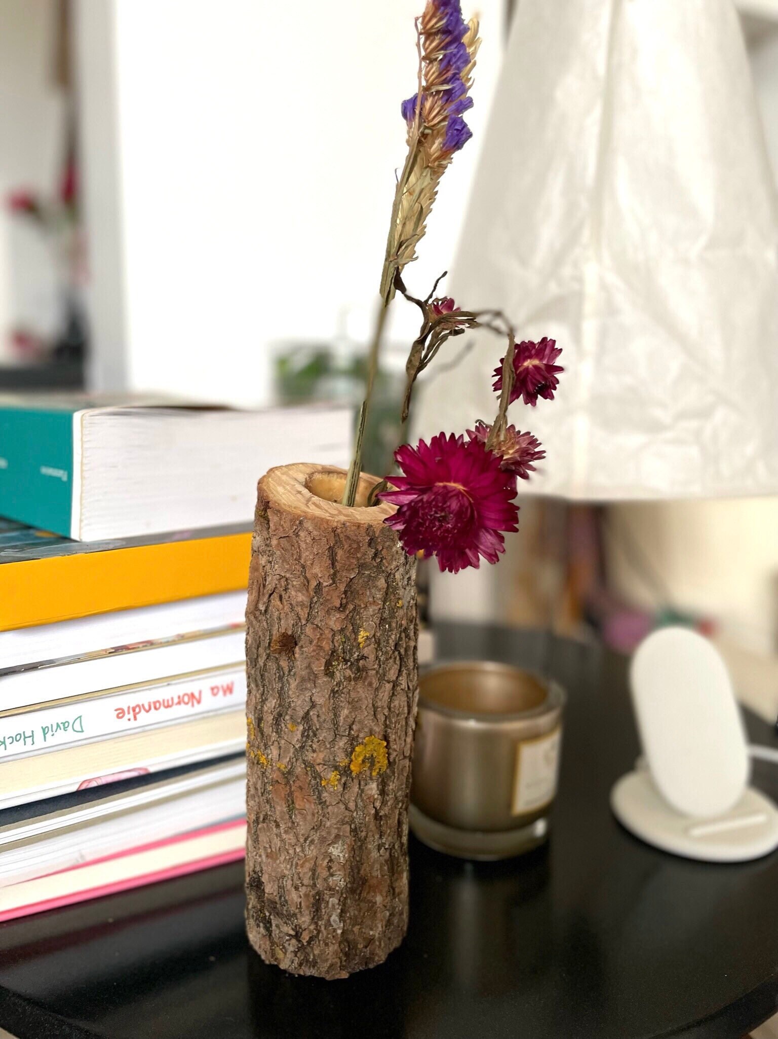 Français Vase en Bois Personnalisable Creusé Dans Une Branche d'orme. Travail Du Fait Main Récupéré.