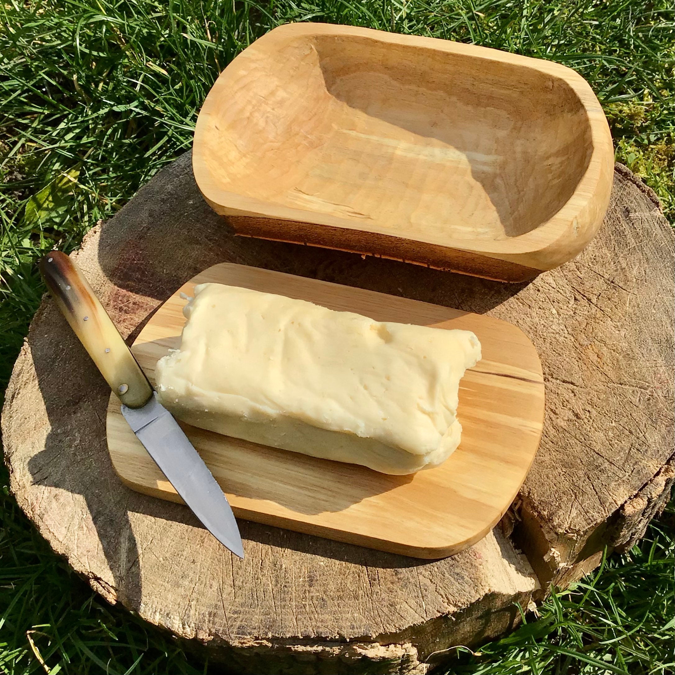 Français Beurrier Personnalisable en Bois de Bouleau. Travail Du Fait Main Récupéré.