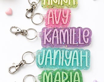 Personalized Acrylic Keychain for Kids Backpack Name, Sports Bag Tags Back to School, Lunch Bag Tag Keychains
