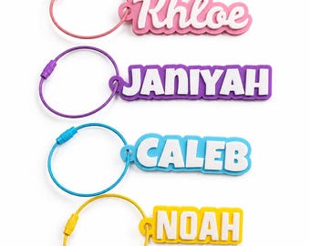 Personalized 3D Printed Backpack Name Tags for Kids Gifts | Back to School Custom Keychain Bag Tag | Water bottle | Party favors | Luggage
