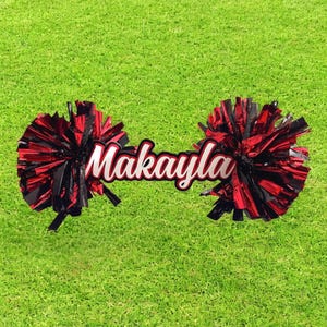 Pom Pom Sign Cheer Spirit Stick - Spirit Stick Cheer - Personalized Cheer Signs with PomPoms - Spirit Stick Football - Sports Mom Sign 3