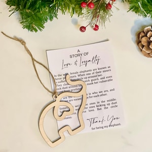 Elephant Ornament, Sisterhood Christmas Gift, Friendship Gift, Tribe Ornament, Personalized Gifts for Best Friends, Breast Cancer Awareness