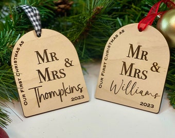 Our First Christmas as Mr and Mrs Ornament, Wedding Gift, Newlywed Gift, Just Married Ornament, Gifts for Bridal Shower, Bachelorette Party