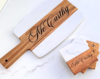Charcuterie Board Personalized Gift for Her Cutting Board Marble Cheese Board Wedding Gifts Gift for Mom Housewarming Gifts Closing Gift
