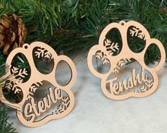 Gift for Pet, Custom Dog Ornament, Paw Print Ornament, Dog Ornament Personalize, Custom Pet Ornament, Pet Lover