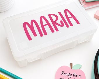 Personalized Clear Pencil Case Kids Art Box Custom Pencil, Back to School Supplies for Student