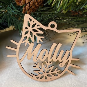 Personalized Cat Ornament, Custom Cat Ornament, Cat Name Ornament, Paw Print Ornament, Cat Christmas Ornament