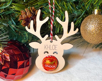 Reindeer Christmas Ornament, Reindeer Chocolate Holder, Reindeer Christmas Stocking Tag, Lindt Chocolate Ornament, Reindeer Family Ornament