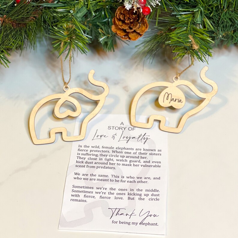 Elephant Christmas Ornament, Sisterhood Ornament, Personalized Gifts for Best Friends, Friendsgiving Gift, Friendship Gift, Sister Ornament bild 6