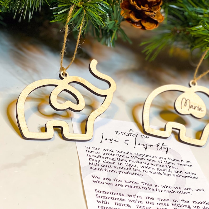 Elephant Christmas Ornament, Sisterhood Ornament, Personalized Gifts for Best Friends, Friendsgiving Gift, Friendship Gift, Sister Ornament bild 8