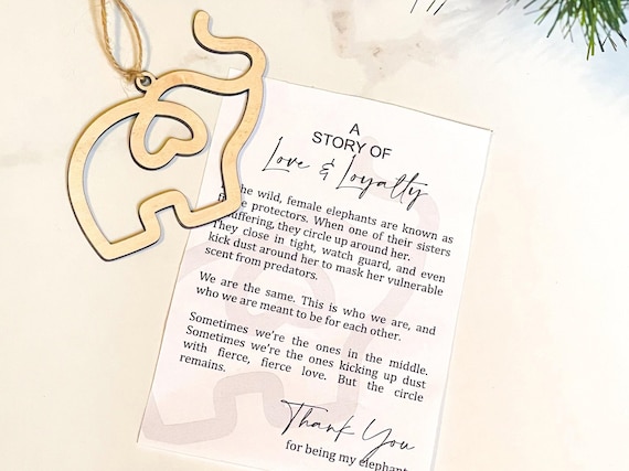 Elephant Christmas Ornament, Sisterhood Ornament, Personalized Gifts for Best Friends,  Friendsgiving Gift, Friendship Gift, Sister Ornament