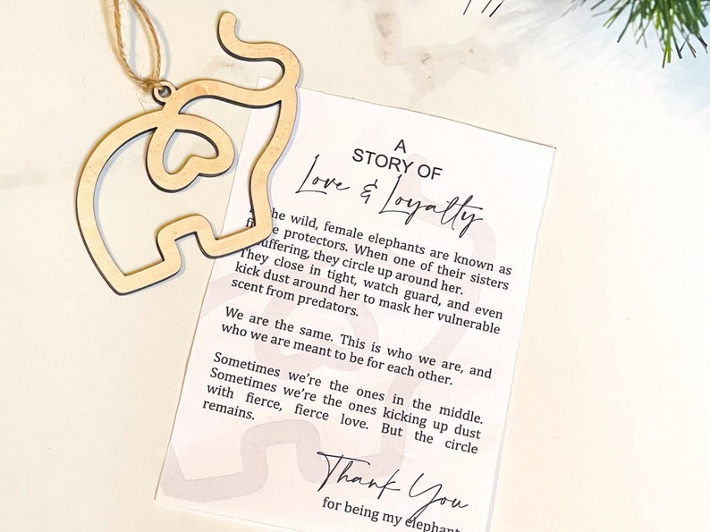 Elephant Christmas Ornament, Sisterhood Ornament, Personalized Gifts for Best Friends, Friendsgiving Gift, Friendship Gift, Sister Ornament bild 1