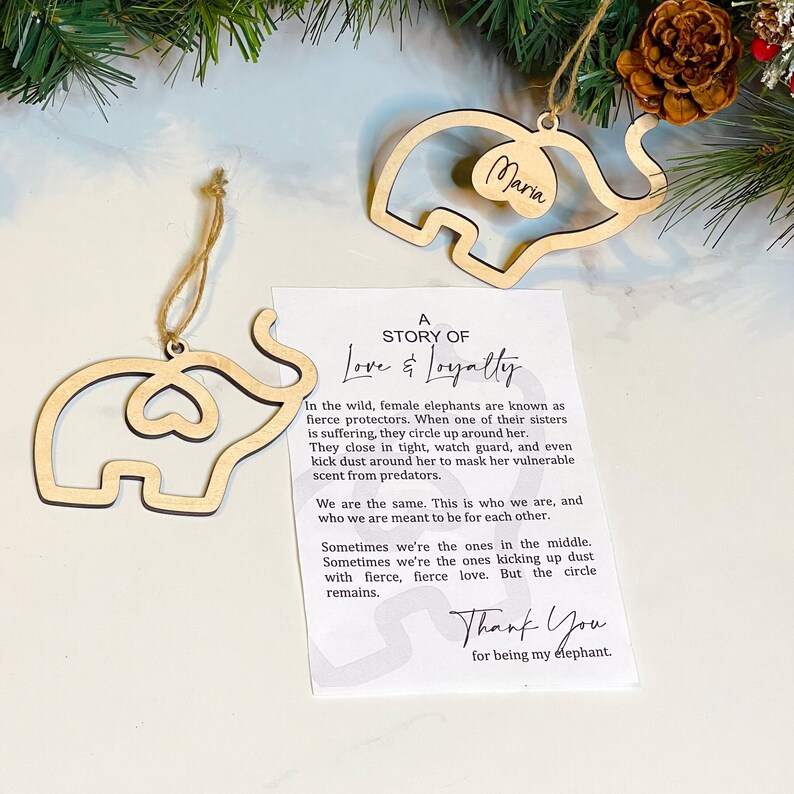 Elephant Christmas Ornament, Sisterhood Ornament, Personalized Gifts for Best Friends, Friendsgiving Gift, Friendship Gift, Sister Ornament bild 7