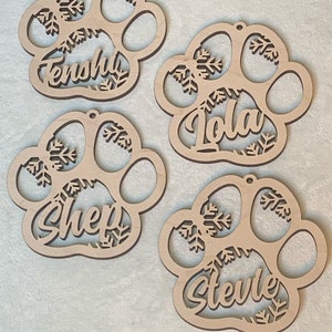 Dog Ornament, Pet Paw Ornament, Dog Christmas Ornament, Custom Dog Paw Ornament, Paw Print Ornament, Dog Name Ornament