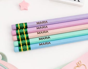 Personalized Pencils for Back to School Supplies Custom Name Engraved Pencil Set, Ticonderoga Student Supplies