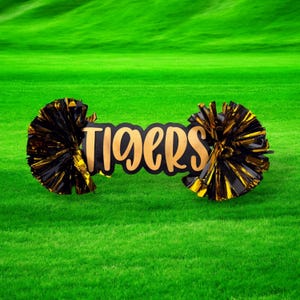 Pom Pom Sign Cheer Spirit Stick - Spirit Stick Cheer - Personalized Cheer Signs with PomPoms - Spirit Stick Football - Sports Mom Sign