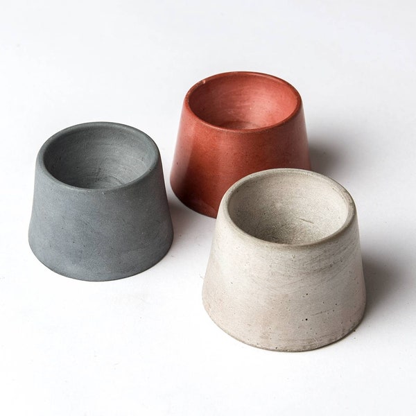 Zwerghuhneierbecher | Beton | "Bauhaus Trio" | Geschenkset | Eierbecher für Zwerghuhneier | Tricolore