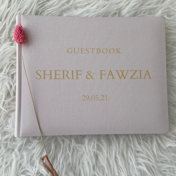 Guest book wedding Unique and personalized. Luxuriously finished with linen cover and glassine