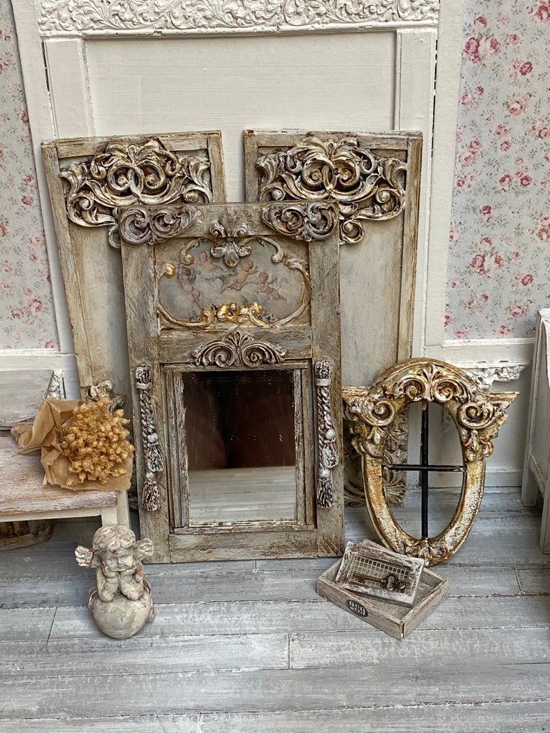 Miniature Trumeau French mirrorbig mirror one inch scale Antique Broqante Vintage