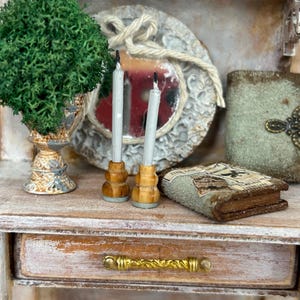 Dollhouse fireplace/table candles two in set, one inch scale, Miniature candles