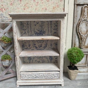 DOLLHOUSE MINIATURE antique armoire, miniature wardrobe for doll, one inch scale furniture