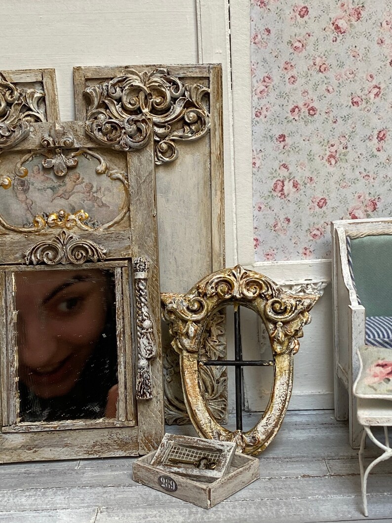 Miniature Trumeau French mirrorbig mirror one inch scale Antique Broqante Vintage