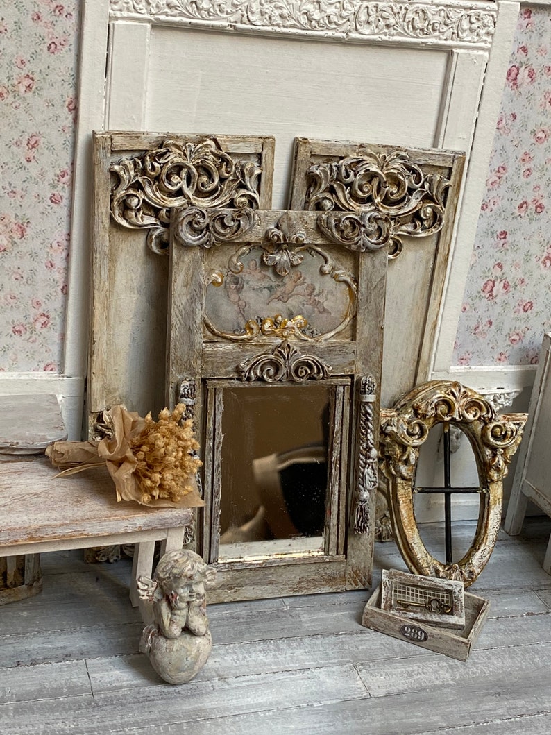 Miniature Trumeau French mirrorbig mirror one inch scale Antique Broqante Vintage