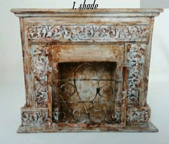 = SALE = CARVED  FIREPLACE ~   Dollhouse Mini ~ 1:12  scale ~ Room Box ~ Signed