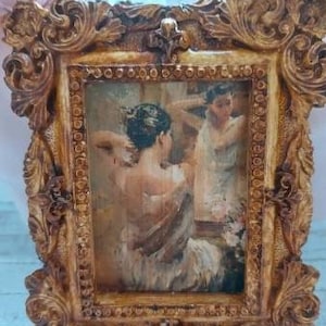 Dollhouse framed art, miniature framed picture, one inch scale faux painting