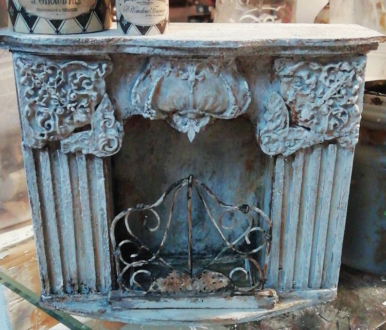 Miniature Fireplace 1:12 Scale Antique Baroque wooden aged and painted by handBeechwood