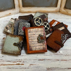 1:12 kleine antike Lederbücher/Puppenhaus Miniatur Alchemie Bücher/Puppenhaus
