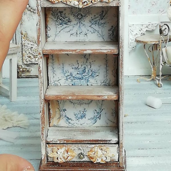 Dollhouse Miniature french cabinet made of wood 1:12 Antique /Baroque/ Beechwood