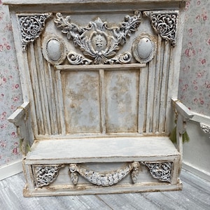 Provance baroque bench one inch scale/dollhouse furniture/ Antique/Vintage