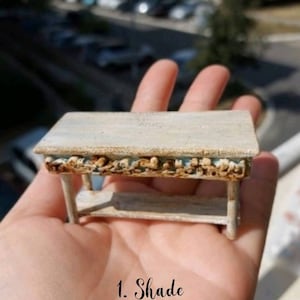 Miniature French antique coffee table, one inch scale, dollhouse furniture, 1:12