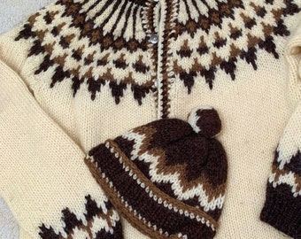 Hand  Knit Wool Men's Sweater & Hat